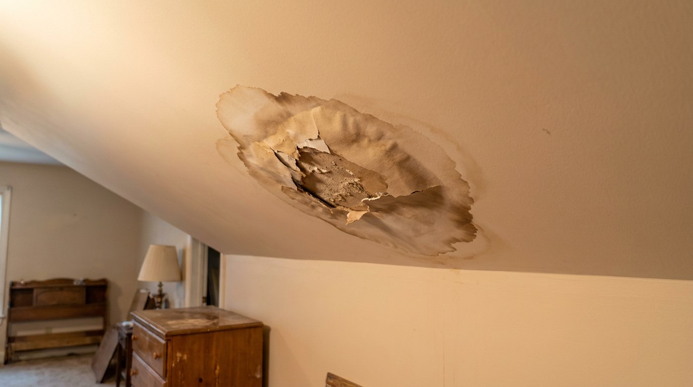 Ceiling water damage drywall repair in Albany Georgia Dougherty County post-leak stain assessment Ray